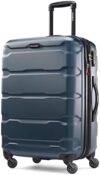Samsonite Omni PC Hardside Expandable Luggage with Spinner Wheels, Checked-Medium 24-Inch, Teal