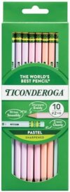 Ticonderoga® Pastel Pencils, 2 Soft, Assorted Colors, Pack Of 10 Pencils