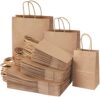 TOMNK 120pcs Brown Paper Bags with Handles Assorted Sizes Mixed Sizes Bulk Kraft Paper Gift Merchand…