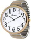 Geneva Super Large Stretch Watch Clear Number Easy Read (Two Tone)