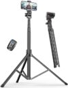 Pnitri 71” Phone Tripod Stand, Extendable Reinforced Aluminum Phone Stand with Wireless Remote, Sta…