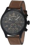 Timex Men’s Expedition Field Chrono 43mm Watch – Brown Strap Black Dial Silver-Tone Case