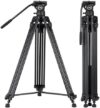 Video Tripod System, Cayer BV30L 72 inch- Professional Heavy Duty Aluminum Twin Tube Tripod, K3 Flui…