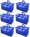 TICONN 6 Pack Extra Large Moving Bags with Zippers & Carrying Handles, Heavy-Duty Storage Tote for S…
