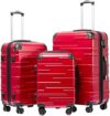 Coolife Luggage Expandable(only 28″) Suitcase 3 Piece Set with TSA Lock Spinner 20in24in28in (red)