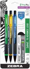 Zebra Pen Z-Grip Plus Mechanical Pencil, 0.7mm, Bonus Lead and Erasers, Assorted Barrel Colors, Gree…