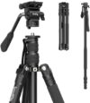 SmallRig CT180 Video Tripod, 72″ Camera Tripod Monopod with Fluid Head, Aluminum Camera Tripod, 360°…