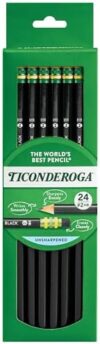 Ticonderoga Wood-Cased Pencils, 2 HB Soft, Black, 24 Count