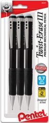 Mechanical Pencil, Pentel Twist Erase .7 MM, Twist-Erase III Automatic, 3 Pack, Black Barrels, Best …