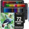 Zenacolor Professional Watercolor Pencils, Set of 72, Metal Box with Brush – Drawing Set for Colorin…