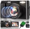 4K Digital Camera for Photography, 48MP Auto-Focus Vlogging Camera for YouTube, 16X Digital Zoom/ 3″…