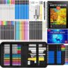 iBayam 78-Pack Drawing Set Sketching Kit, Pro Art Supplies with 75 Sheets 3-Color Sketch Pad, Colori…
