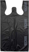 Large Plain Black (400 Count) Embossed T-Shirt Bag, 12 inch X 7 inch X 22 inch, 17 mic, Black Bags w…