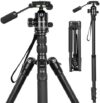 2 in1 Lightweight Video Camera Tripods • 68″ Tripod for Camera and Camcorder • 360° Ball Head Tripod…