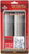 KOH-I-NOOR Polycolor Grey Line Artist’s Coloured Pencils (Set of 12)