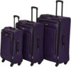 American Tourister Pop Max Softside Luggage with Spinner Wheels, Purple, 3-Piece Set (21/25/29)