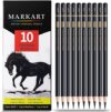 Professional Charcoal Pencils Drawing Set – 10 Pieces Soft Medium and Hard Charcoal Pencils for Draw…