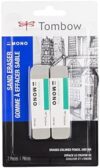 Tombow 67304 MONO Sand Eraser, 2-Pack. Silica Eraser Designed to Remove Colored Pencil and Ink Marki…