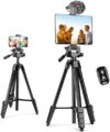Aureday Phone Tripod Stand, 64” Extendable Cell Phone&Camera Tripod with Wireless Remote and Phone H…