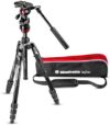 Manfrotto Befree Live 4-Section Aluminum Compact Travel Video Tripod with Fluid Head, Black/Silver