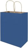 bagmad 100 Pack 8×4.75×10 inch Medium Blue Gift Paper Bags with Handles Bulk, Kraft Bags, Craft Groc…