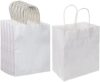 Oikss 100 Pack 8×4.75×10 inch Medium Kraft Bags with Handles Bulk, Paper Bags Birthday Wedding Party…