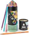 ARTEZA Watercolor Colored Pencils For Adult Coloring, Set of 48 Presharpened, Triangular-Shaped Draw…