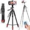65” Phone Tripod, Tripod for iPhone, Cellphone Tripod with Remote Shutter & Phone Holder for Live St…