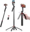 ULANZI MA09 Extendable Phone Tripod, 71″ Selfie Stick Phone Vlog Tripod Stand Quadrapod with All in …