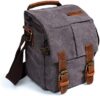 Small Camera Bag/Case, Vintage Canvase Leather Trim DSLR SLR Camera Shoulder Messenger Sling Bag