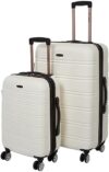Rockland Melbourne Hardside Expandable Spinner Wheel Luggage, White, 2 Piece (20″/28″)