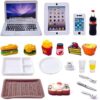 20Pcs Miniature Laptop Computer Tablet Toy Phone Pad and Hamburger Fries Cola Fast Food Cake Coffee …