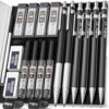 Nicpro 6 PCS Art Mechanical Pencil Set, Black Metal Drafting Pencil 0.3, 0.5, 0.7, 0.9 mm & 2PCS 2mm…