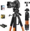 JOILCAN Tripod, 75″ Tripod for Camera & Phone, Heavy Duty Camera Tripod Travel Tripod with Phone Hol…