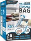20 Pack Vacuum Storage Bags, Space Saver Bags (4 Jumbo/4 Large/4 Medium/4 Small/4 Roll) Compression …