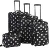 Rockland Polka Softside Upright Luggage Set, Expandable, Lightweight, Black Dot, 4-Piece (14/19/24/2…