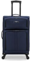U.S. Traveler Anzio Softside Expandable Spinner Luggage, Navy, Checked-Medium 26-Inch