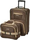 Rockland Fashion Softside Upright Luggage Set,’Expandable,Lightweight,Telescopic Handle,Wheel, Brown…