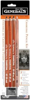 General’s Charcoal Pencil Kit, Assorted Hardness, Set of 5