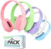 Sonitum Kids Headphones for School Bulk Set 5-Pack On-Ear, 3.5mm, Wired Headphones for Schools & Lib…