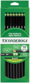 Ticonderoga Wood-Cased Pencils, Pre-Sharpened, 2 HB Soft, Black, 10 Count