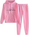 Women Sweatsuits 2 Piece Outfits Heart Graphic Hoodie Long Sleeve Tops and Jogging Pants Lounge Set …