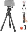 NEEWER TP09 Carbon Fiber Mini Tripod for iPhone, 20″ Desktop Tripod with Ball Head, Phone Holder, Re…