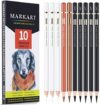 MARKART Professional Colored Charcoal Pencils Drawing Set, 10 Pieces Black White Charcoal Pencils fo…