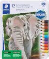 STAEDTLER Jumbo Colored Pencil, 5.3mm Line Width, Pack of 12 Assorted Pencils, Metal Tin, 1290 M12