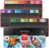 ARTEZA Inkonic Fineliners Pens, Set of 120, 0.4 mm Fine Tip Markers, Water-Based Art Pens for Drawin…