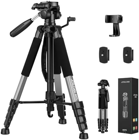 JOILCAN Tripod Camera Tripods, 74″ Tripod for Camera Cell Phone Video Recording, Heavy Duty Tall Cam…