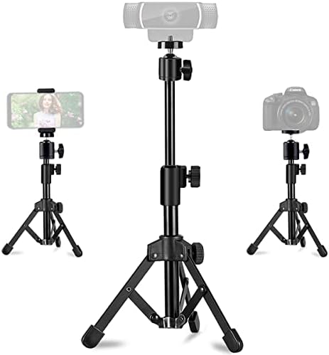 Webcam Tripod Stand Extendable Desktops Tripod for Camera/Phone/Webcam, Desk Tripod Webcam Mount Hol…