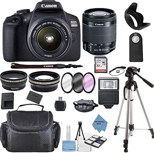 Ultimate Deals Canon EOS 2000D (Rebel T7) DSLR Camera w/Canon EF-S 18-55mm F/3.5-5.6 Zoom Lens + Cas…