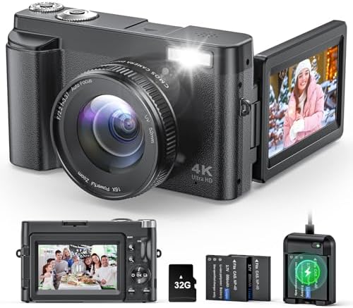 4K Digital Camera for Photography and Video, Autofocus Anti-Shake 48MP Vlogging Camera for YouTube, …